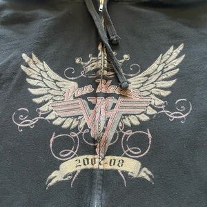 2007-2008 Authentic Van Halen Concert Hoodie Zip-Up Hoodie with Graphic Design